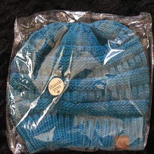 Teal Ponytail Beanie